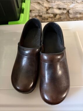 Sanita Dark Brown Leather Slip-On Clogs for Men